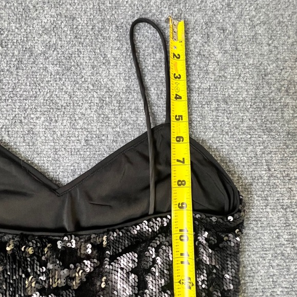 LPA Revolve Black Sequin Spaghetti Strap V-Neck Mini Dress Medium LBD Night Out - Picture 4 of 12